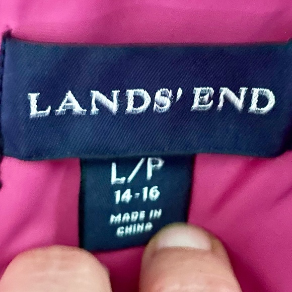 Petite Lands' End Faux-Fur Hood Down Winter Coat Size L/P 14-16 - Picture 14 of 16